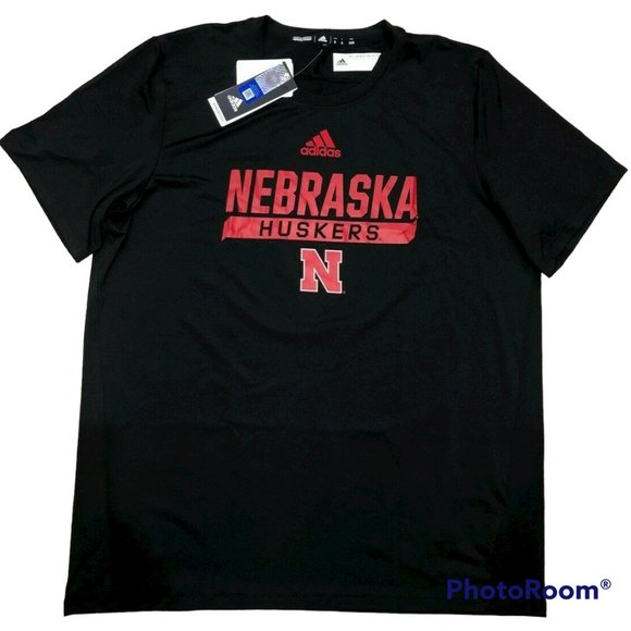 adidas Other - adidas Nebraska Cornhuskers Training Top Shirt Short Sleeve Black Red L GE3056